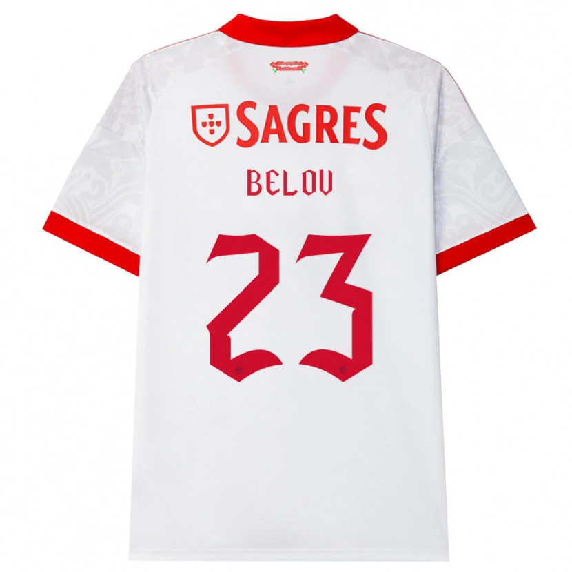 Danxen Enfant Maillot Sevastian Belov #23 Blanc Rouge Jaune Tenues Extérieur 2026/27 T-Shirt