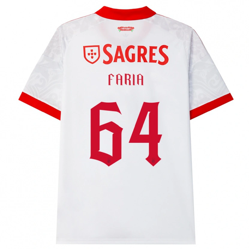 Danxen Enfant Maillot Hugo Faria #64 Blanc Rouge Jaune Tenues Extérieur 2026/27 T-Shirt