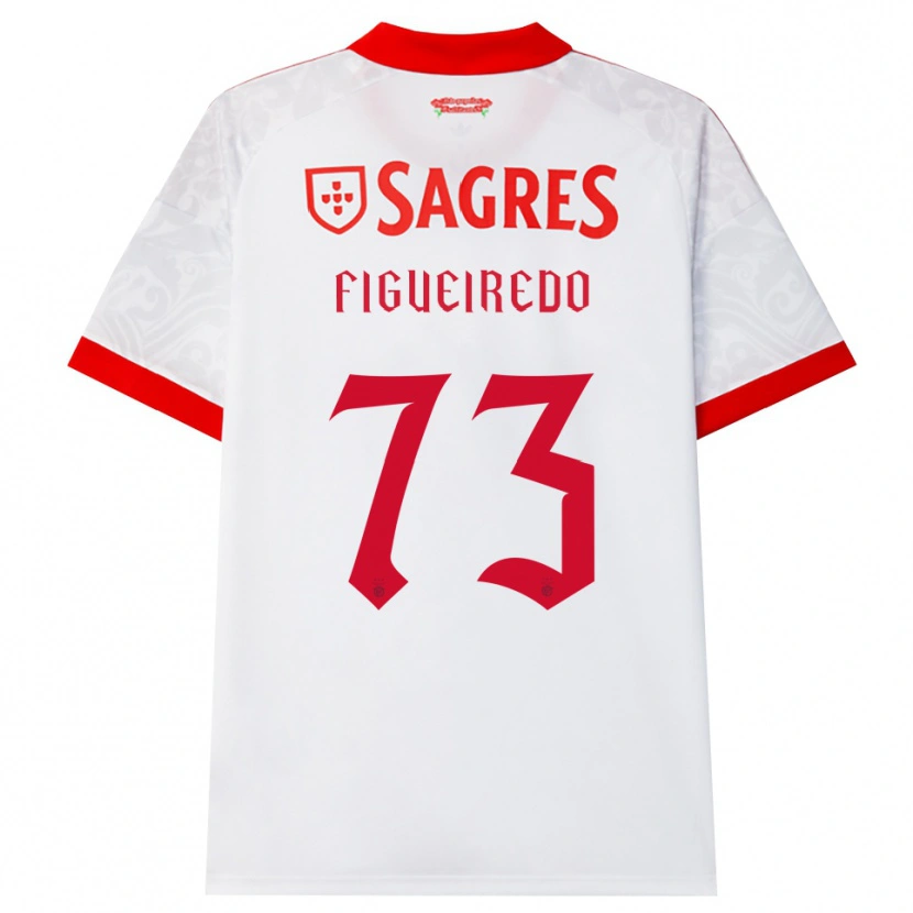 Danxen Enfant Maillot Miguel Figueiredo #73 Blanc Rouge Jaune Tenues Extérieur 2026/27 T-Shirt