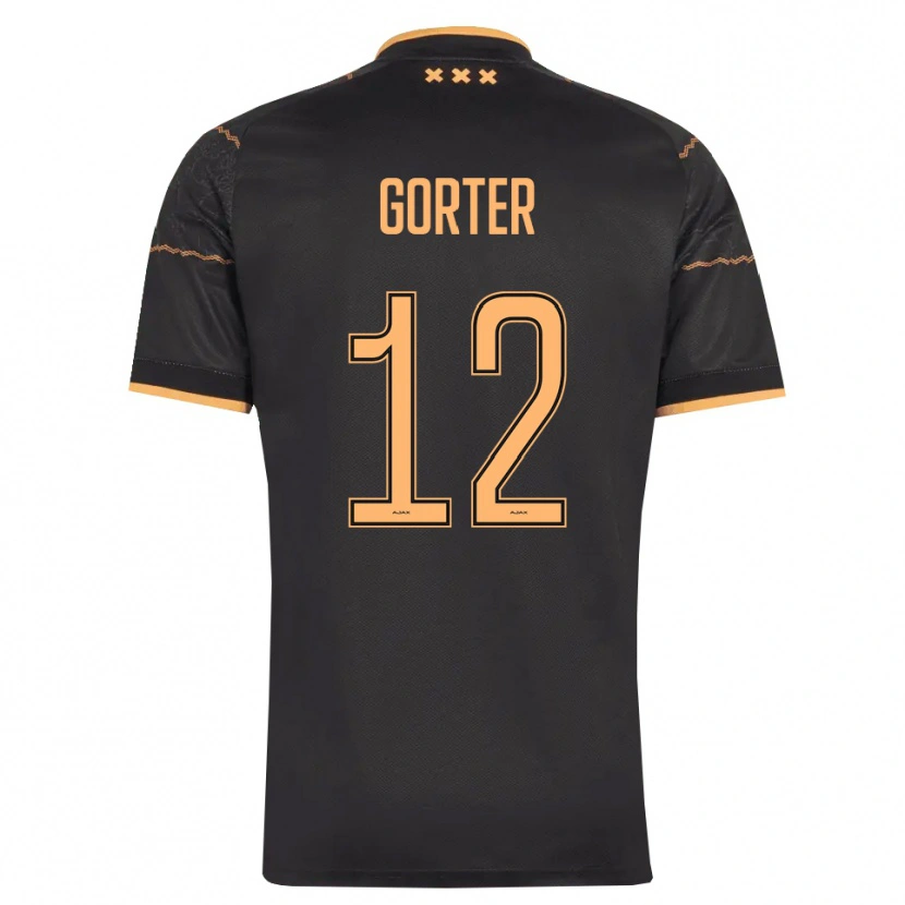 Danxen Enfant Maillot Jay Gorter #12 Noir Orange Tenues Extérieur 2026/27 T-Shirt