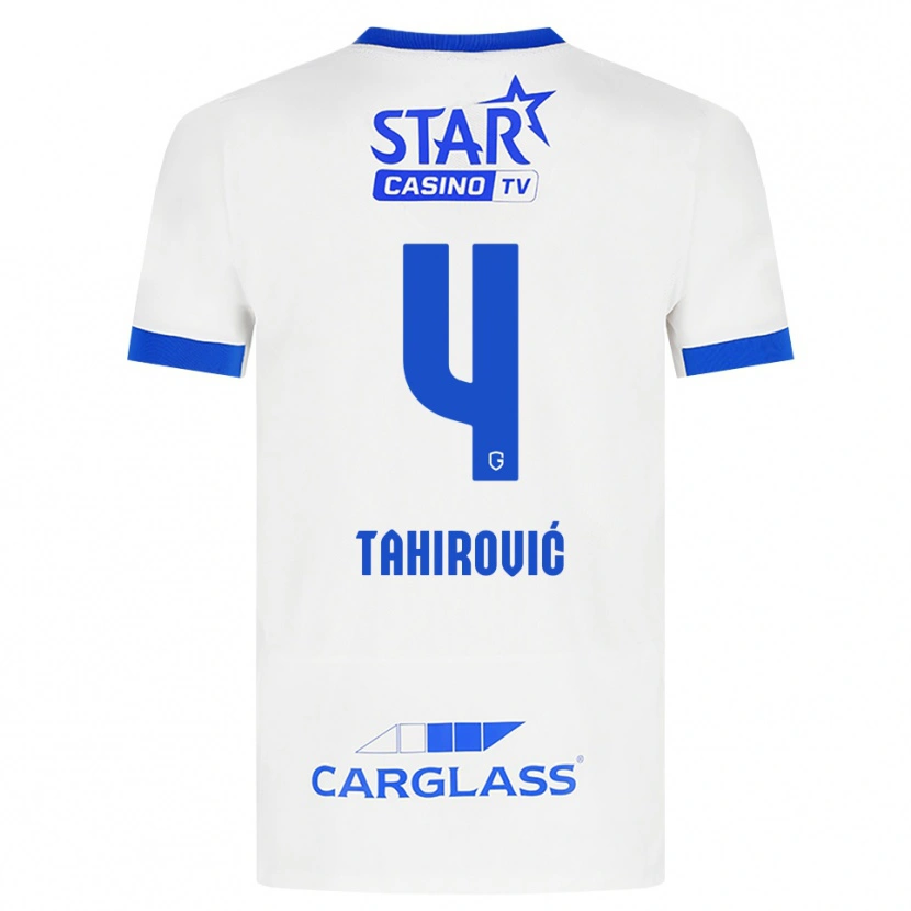 Danxen Enfant Maillot Benjamin Tahirovic #4 Blanc Bleu Tenues Extérieur 2026/27 T-Shirt