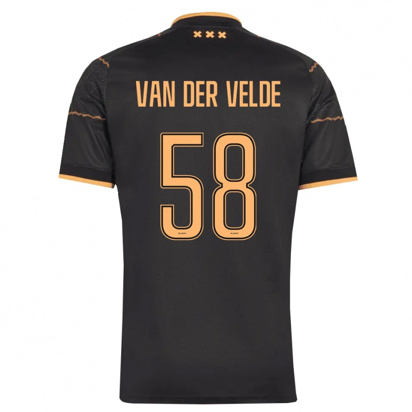 Danxen Enfant Maillot Valentijn Van Der Velde #58 Noir Orange Tenues Extérieur 2026/27 T-Shirt