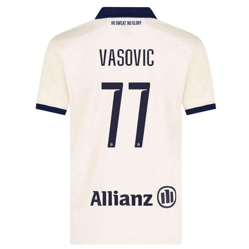 Danxen Enfant Maillot Andrej Vasovic #77 Beige Noir Tenues Extérieur 2026/27 T-Shirt