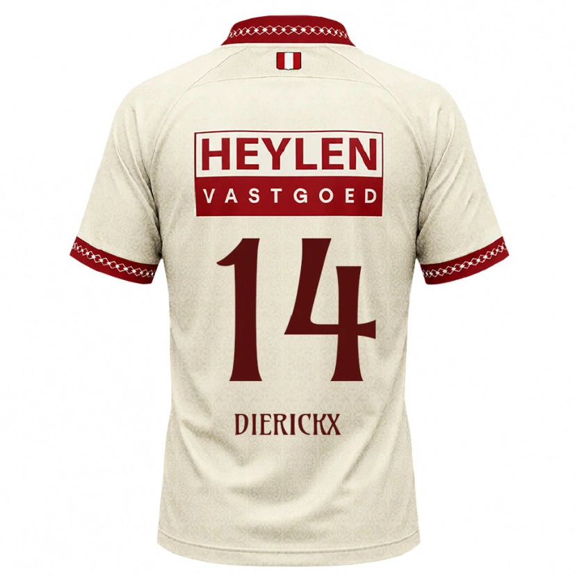 Danxen Enfant Maillot Xander Dierckx #14 Beige Rouge Tenues Extérieur 2026/27 T-Shirt