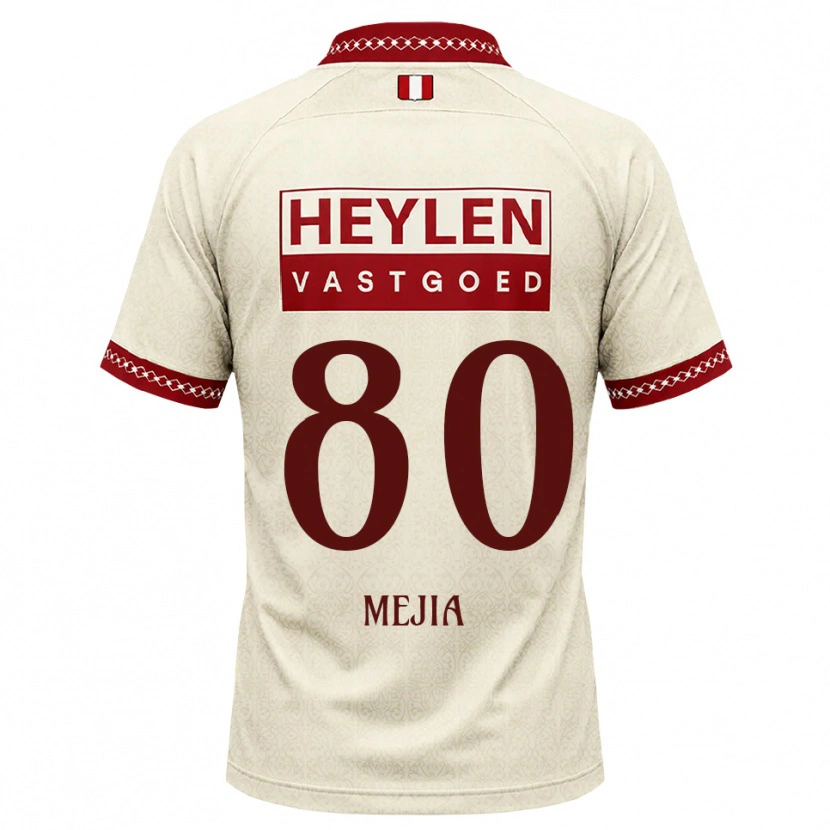 Danxen Enfant Maillot Carlos Mejia #80 Beige Rouge Tenues Extérieur 2026/27 T-Shirt