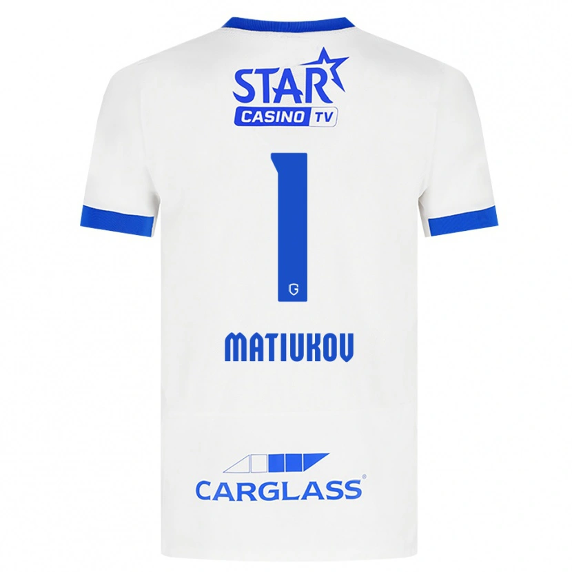 Danxen Enfant Maillot Platon Matiukov #1 Blanc Bleu Tenues Extérieur 2026/27 T-Shirt