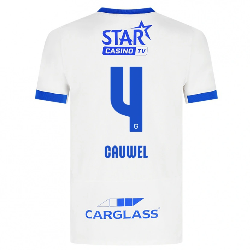 Danxen Enfant Maillot Michiel Cauwel #4 Blanc Bleu Tenues Extérieur 2026/27 T-Shirt