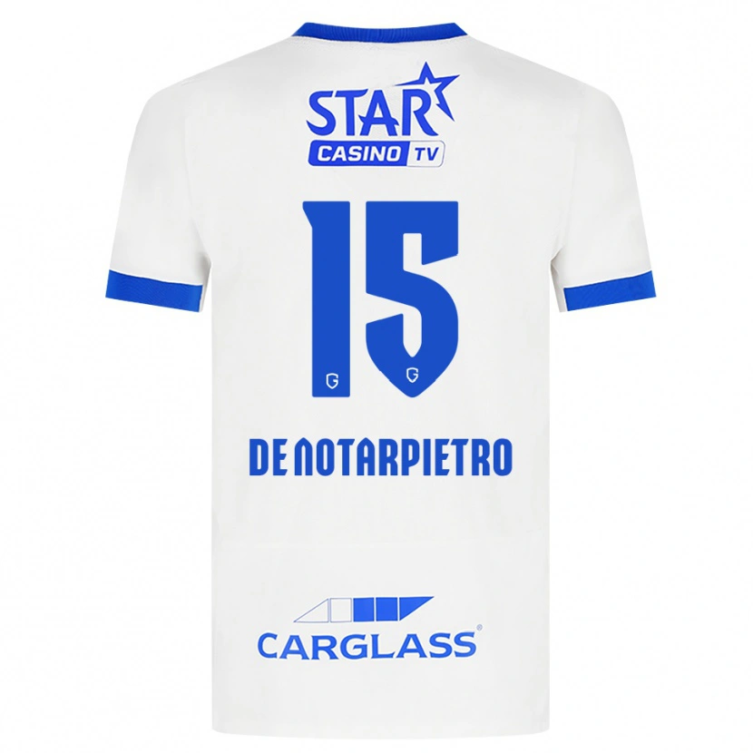 Danxen Enfant Maillot Matteo De Notarpietro #15 Blanc Bleu Tenues Extérieur 2026/27 T-Shirt