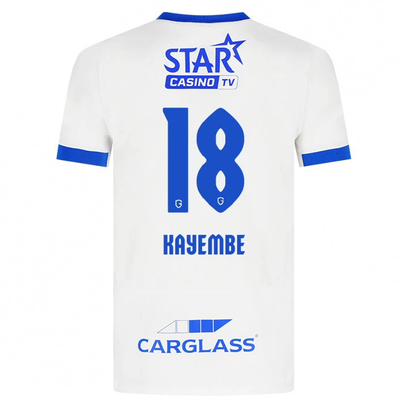 Danxen Enfant Maillot Joris Kayembe #18 Blanc Bleu Tenues Extérieur 2026/27 T-Shirt