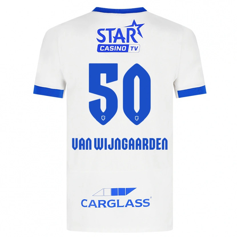 Danxen Enfant Maillot Maren Van Wijngaarden #50 Blanc Bleu Tenues Extérieur 2026/27 T-Shirt
