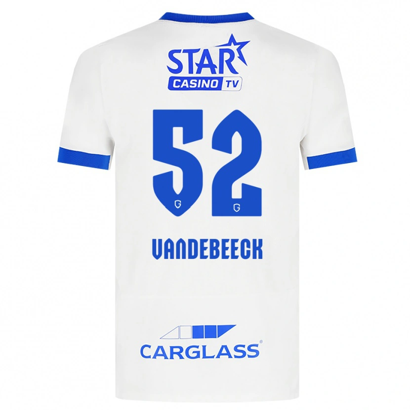 Danxen Enfant Maillot Emmely Vandebeeck #52 Blanc Bleu Tenues Extérieur 2026/27 T-Shirt