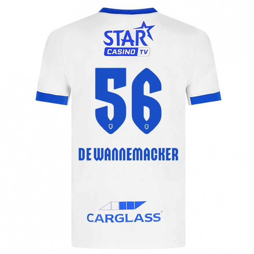 Danxen Enfant Maillot August De Wannemacker #56 Blanc Bleu Tenues Extérieur 2026/27 T-Shirt