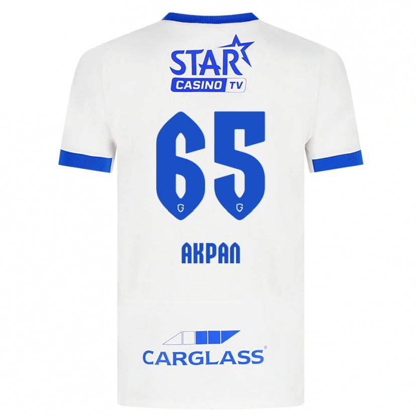 Danxen Enfant Maillot Christian Akpan #65 Blanc Bleu Tenues Extérieur 2026/27 T-Shirt