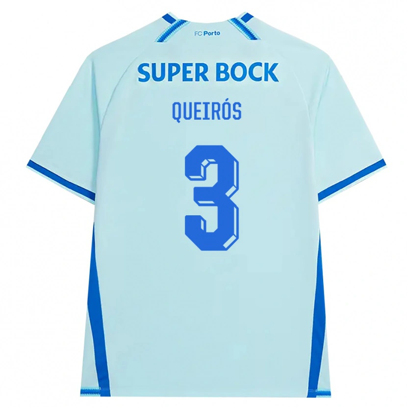 Danxen Enfant Maillot Mariana Queirós #3 Cyan Clair Bleu Troisieme 2026/27 T-Shirt