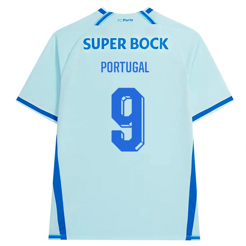 Danxen Enfant Maillot Tiago Portugal #9 Cyan Clair Bleu Troisieme 2026/27 T-Shirt