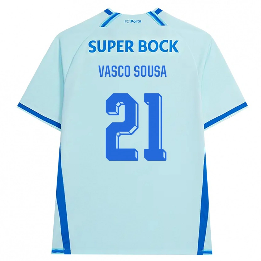Danxen Enfant Maillot Vasco Sousa #21 Cyan Clair Bleu Troisieme 2026/27 T-Shirt