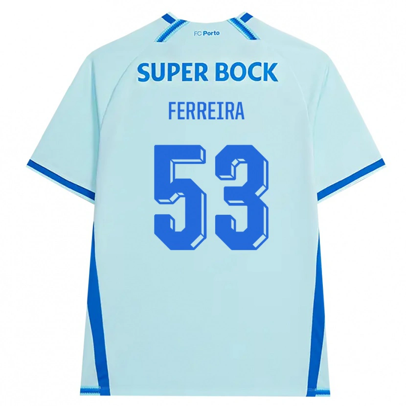 Danxen Enfant Maillot Eduardo Ferreira #53 Cyan Clair Bleu Troisieme 2026/27 T-Shirt