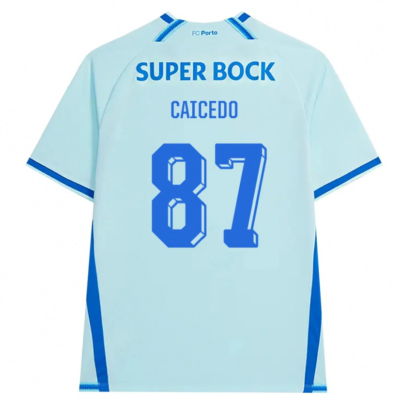 Danxen Enfant Maillot Brayan Caicedo #87 Cyan Clair Bleu Troisieme 2026/27 T-Shirt