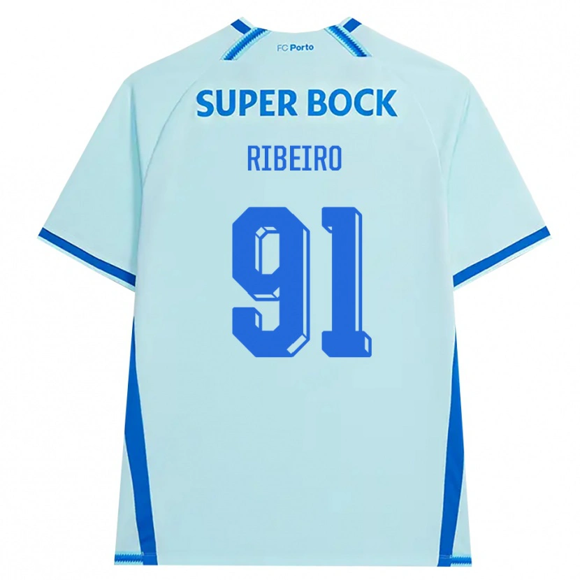 Danxen Enfant Maillot Gonçalo Ribeiro #91 Cyan Clair Bleu Troisieme 2026/27 T-Shirt