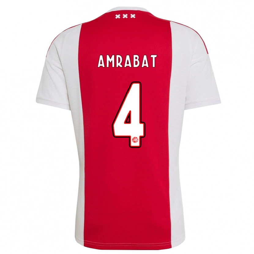 Danxen Enfant Maillot Sofyan Amrabat #4 Rouge Blanc Jaune Tenues Domicile 2026/27 T-Shirt