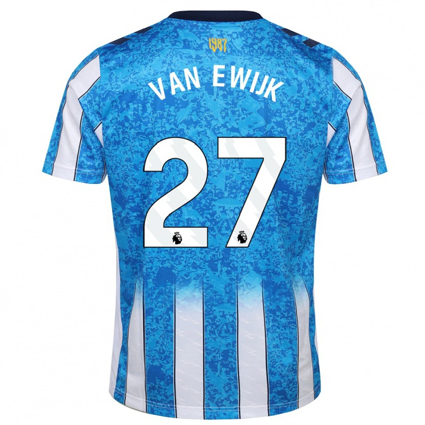 Danxen Homme Maillot Milan Van Ewijk #27 Blanc Bleu Orange Tenues Domicile 2026/27 T-Shirt