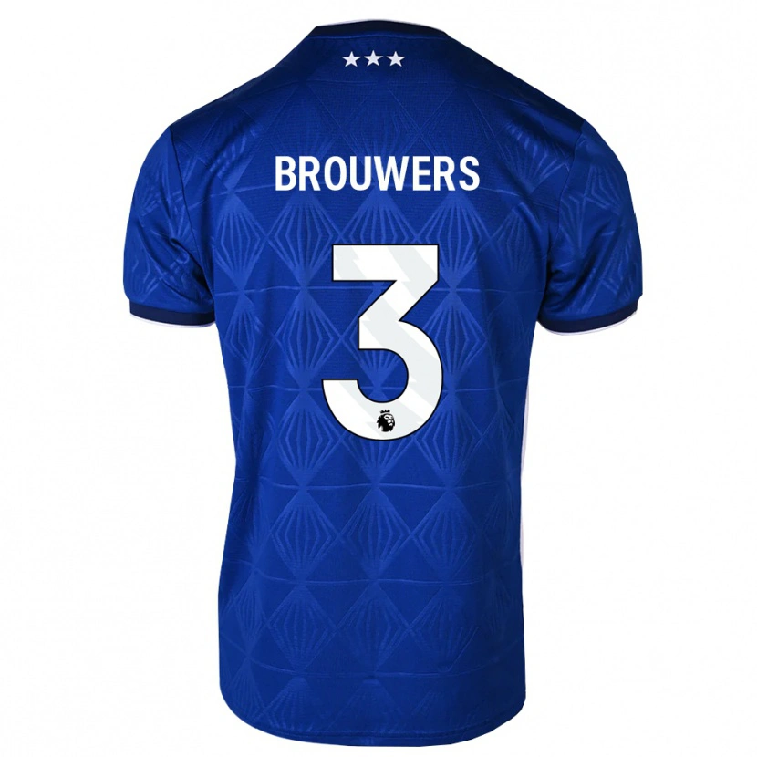 Danxen Homme Maillot Steve Brouwers #3 Bleu Moyen Blanc Rouge Tenues Domicile 2026/27 T-Shirt