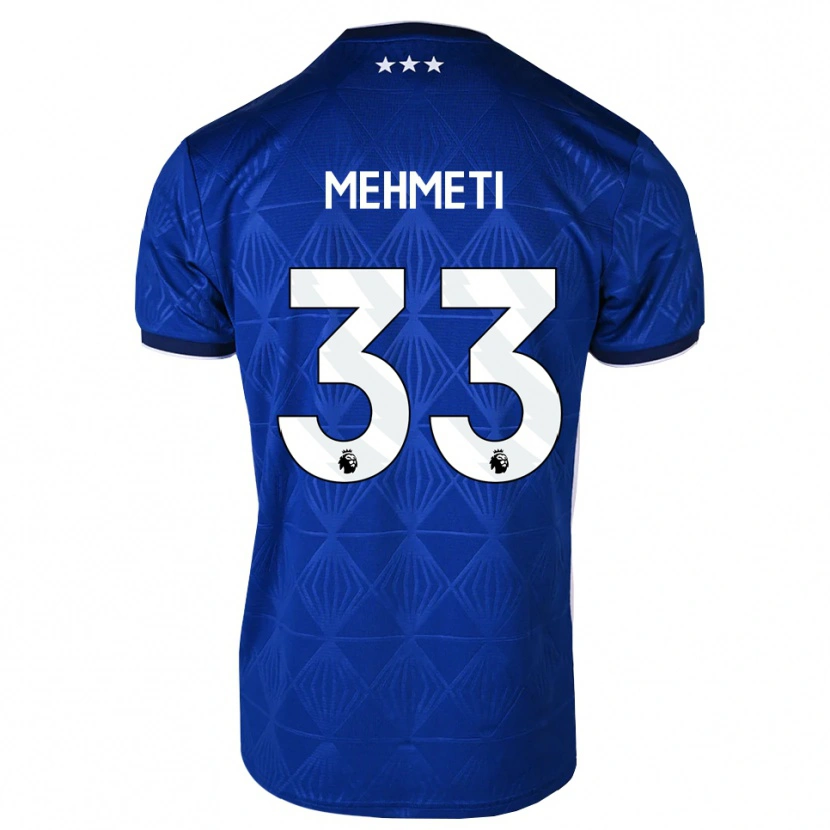 Danxen Homme Maillot Anis Mehmeti #33 Bleu Moyen Blanc Rouge Tenues Domicile 2026/27 T-Shirt