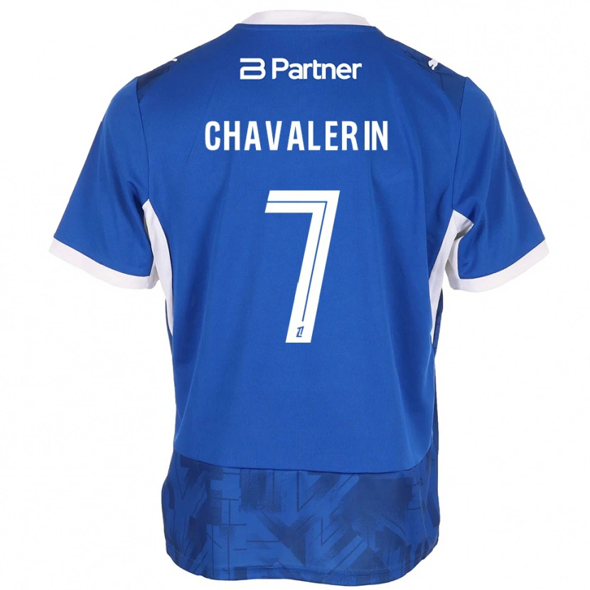 Danxen Homme Maillot Xavier Chavalerin #7 Bleu Moyen Blanc Tenues Domicile 2026/27 T-Shirt