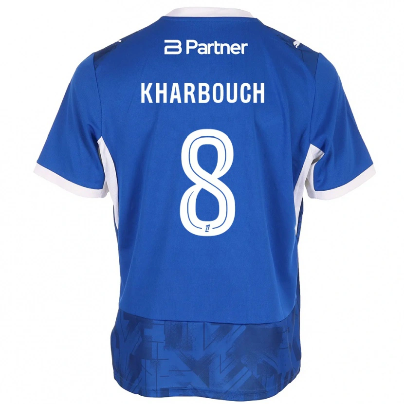 Danxen Homme Maillot Yanis Kharbouch #8 Bleu Moyen Blanc Tenues Domicile 2026/27 T-Shirt