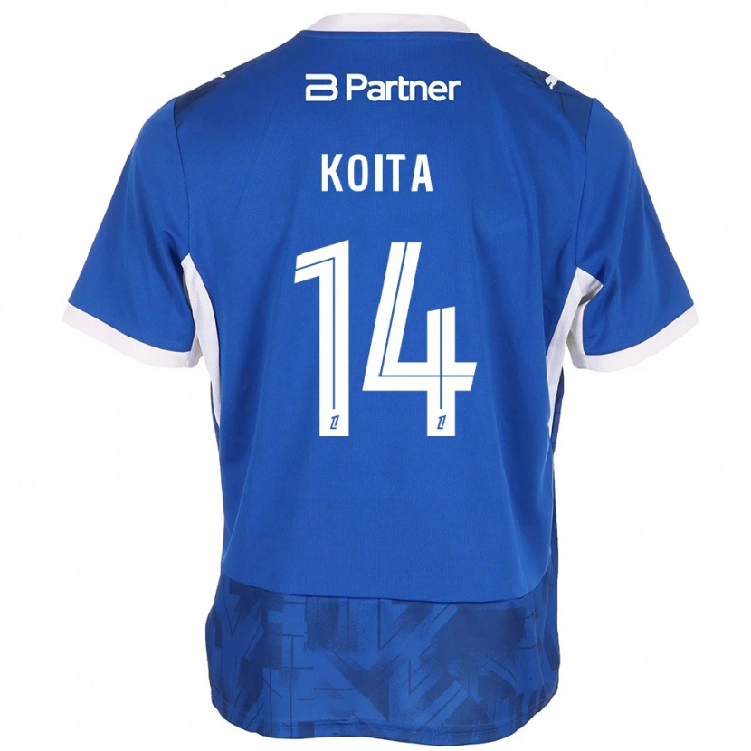 Danxen Homme Maillot Mahamadou Koita #14 Bleu Moyen Blanc Tenues Domicile 2026/27 T-Shirt