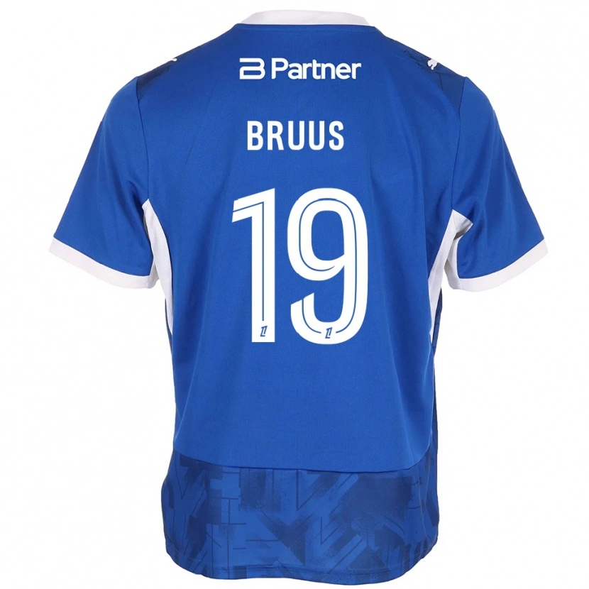 Danxen Homme Maillot Andreas Bruus #19 Bleu Moyen Blanc Tenues Domicile 2026/27 T-Shirt