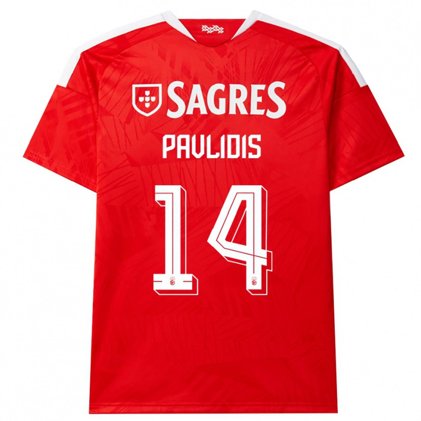 Danxen Homme Maillot Vangelis Pavlidis #14 Rouge Blanc Jaune Tenues Domicile 2026/27 T-Shirt