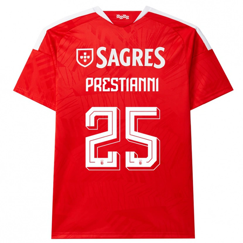 Danxen Homme Maillot Gianluca Prestianni #25 Rouge Blanc Jaune Tenues Domicile 2026/27 T-Shirt