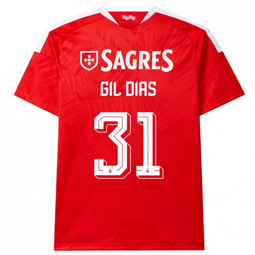 Danxen Homme Maillot Gil Dias #31 Rouge Blanc Jaune Tenues Domicile 2026/27 T-Shirt