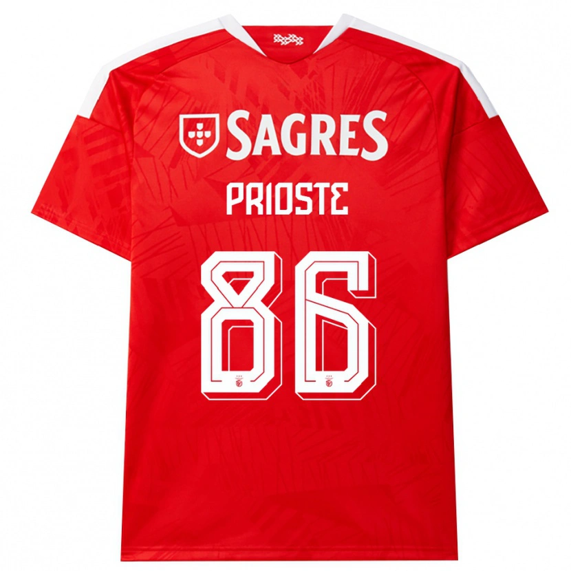 Danxen Homme Maillot Diogo Prioste #86 Rouge Blanc Jaune Tenues Domicile 2026/27 T-Shirt