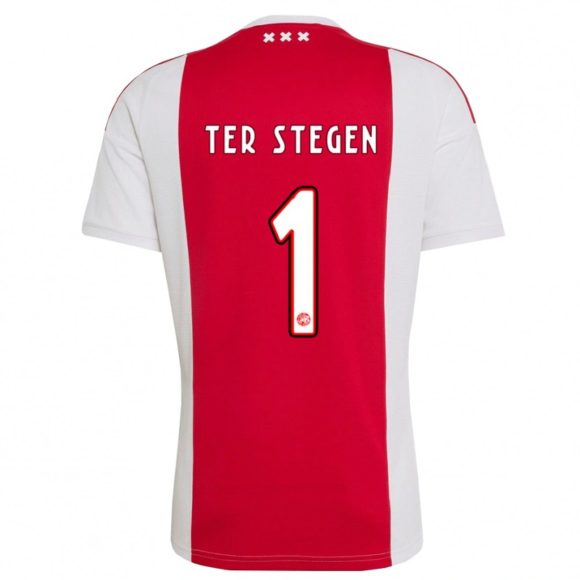 Danxen Homme Maillot Marc-André Ter Stegen #1 Rouge Blanc Jaune Tenues Domicile 2026/27 T-Shirt