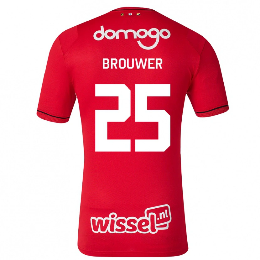Danxen Homme Maillot Michael Brouwer #25 Rouge Blanc Noir Tenues Domicile 2026/27 T-Shirt