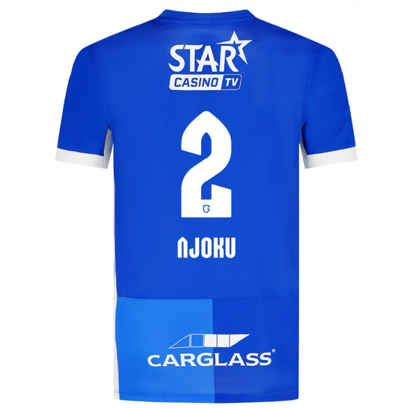 Danxen Homme Maillot Junior Njoku #2 Bleu Moyen Royalbleu Blanc Tenues Domicile 2026/27 T-Shirt