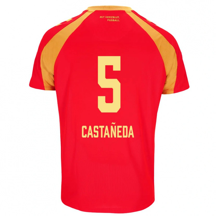 Danxen Homme Maillot Santiago Castañeda #5 Rouge Orange Noir Tenues Extérieur 2026/27 T-Shirt
