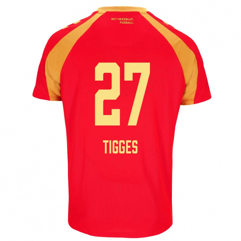 Danxen Homme Maillot Steffen Tigges #27 Rouge Orange Noir Tenues Extérieur 2026/27 T-Shirt