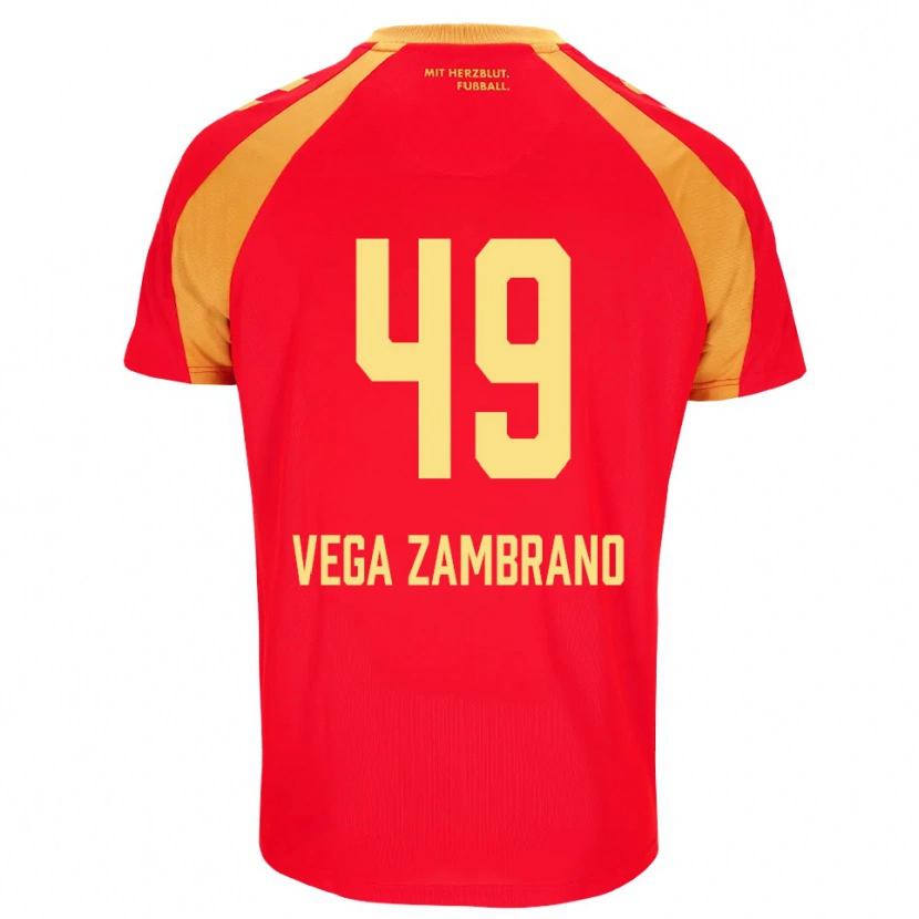 Danxen Homme Maillot Joel Vega Zambrano #49 Rouge Orange Noir Tenues Extérieur 2026/27 T-Shirt