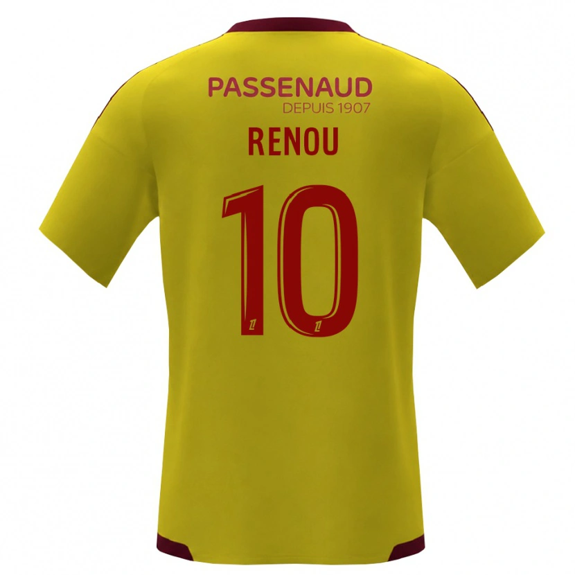 Danxen Homme Maillot Baptiste Renou #10 Jaune Rouge Vert Tenues Extérieur 2026/27 T-Shirt