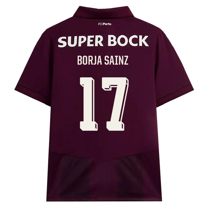 Danxen Homme Maillot Borja Sainz #17 Bourgogne Blanc Tenues Extérieur 2026/27 T-Shirt