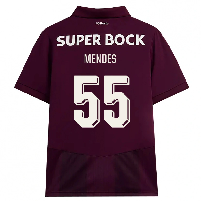 Danxen Homme Maillot Joao Mendes #55 Bourgogne Blanc Tenues Extérieur 2026/27 T-Shirt