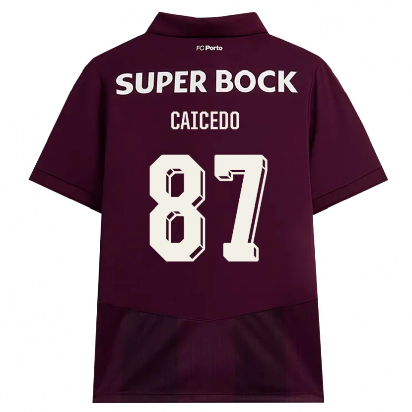 Danxen Homme Maillot Brayan Caicedo #87 Bourgogne Blanc Tenues Extérieur 2026/27 T-Shirt