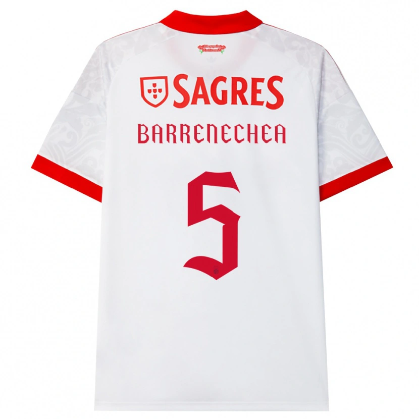 Danxen Homme Maillot Enzo Barrenechea #5 Blanc Rouge Jaune Tenues Extérieur 2026/27 T-Shirt