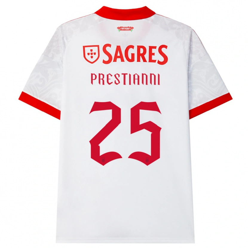 Danxen Homme Maillot Gianluca Prestianni #25 Blanc Rouge Jaune Tenues Extérieur 2026/27 T-Shirt