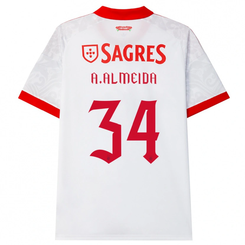 Danxen Homme Maillot Andre Almeida #34 Blanc Rouge Jaune Tenues Extérieur 2026/27 T-Shirt