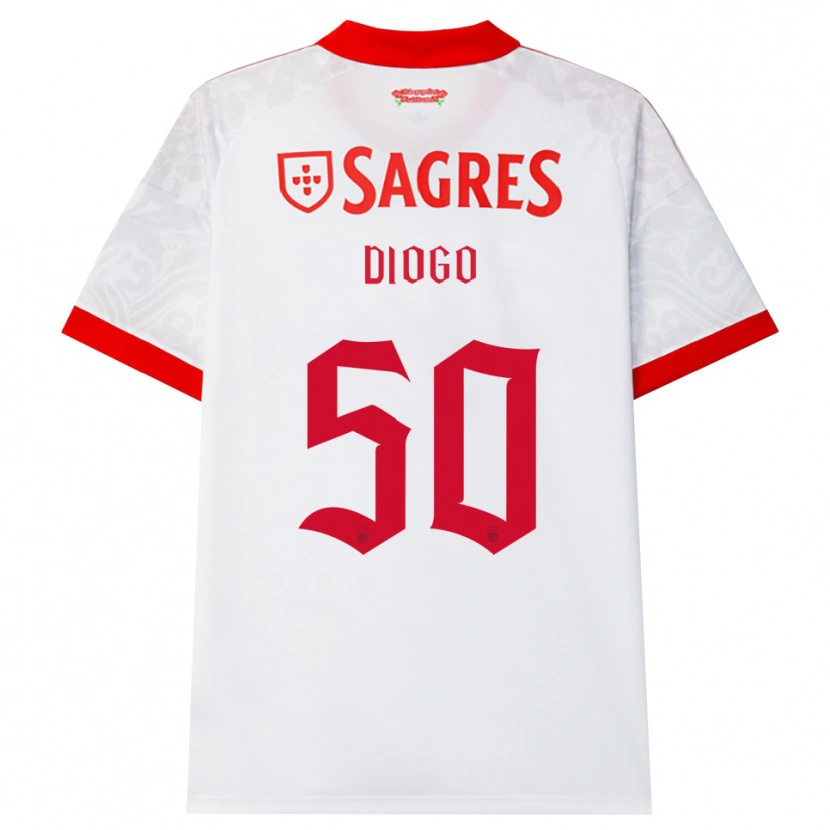 Danxen Homme Maillot Diogo Ferreira #50 Blanc Rouge Jaune Tenues Extérieur 2026/27 T-Shirt