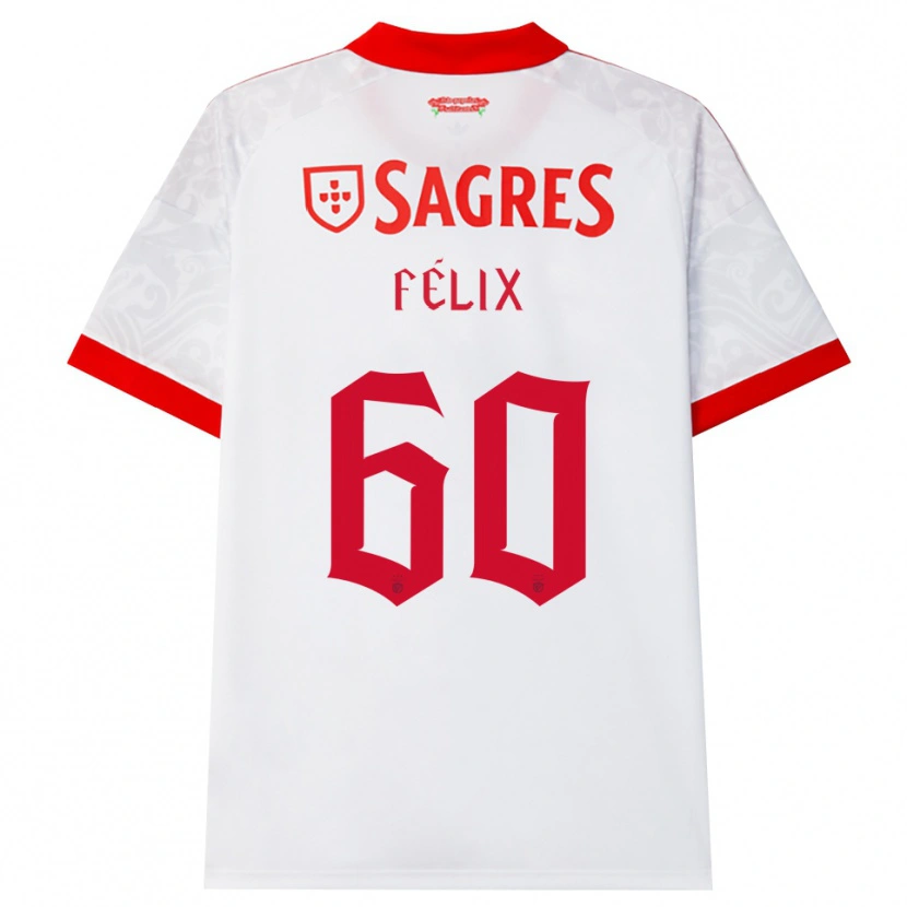Danxen Homme Maillot Nuno Félix #60 Blanc Rouge Jaune Tenues Extérieur 2026/27 T-Shirt